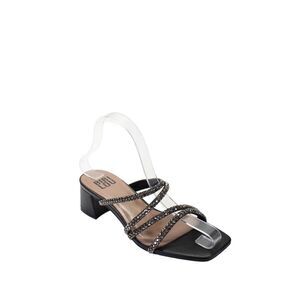 Bibi Lou Womens Leather Geometric Sequined Strappy Block Heels Black Size EUR 36